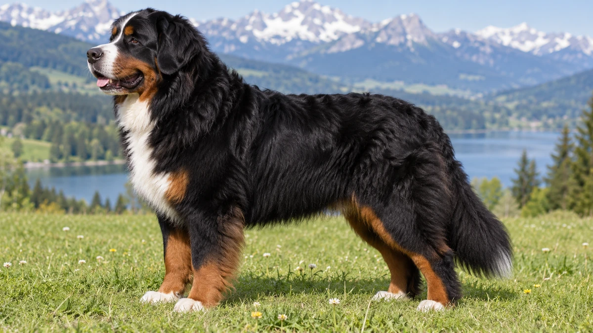 Bernese Dağ Köpeği köpek — koyu siyah gövdeli renk