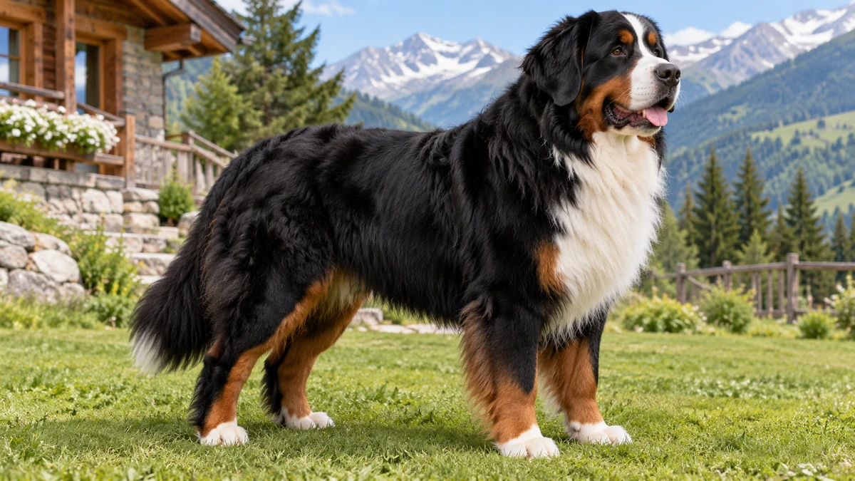 Bernese Dağ Köpeği köpek — gür beyaz yaka renk