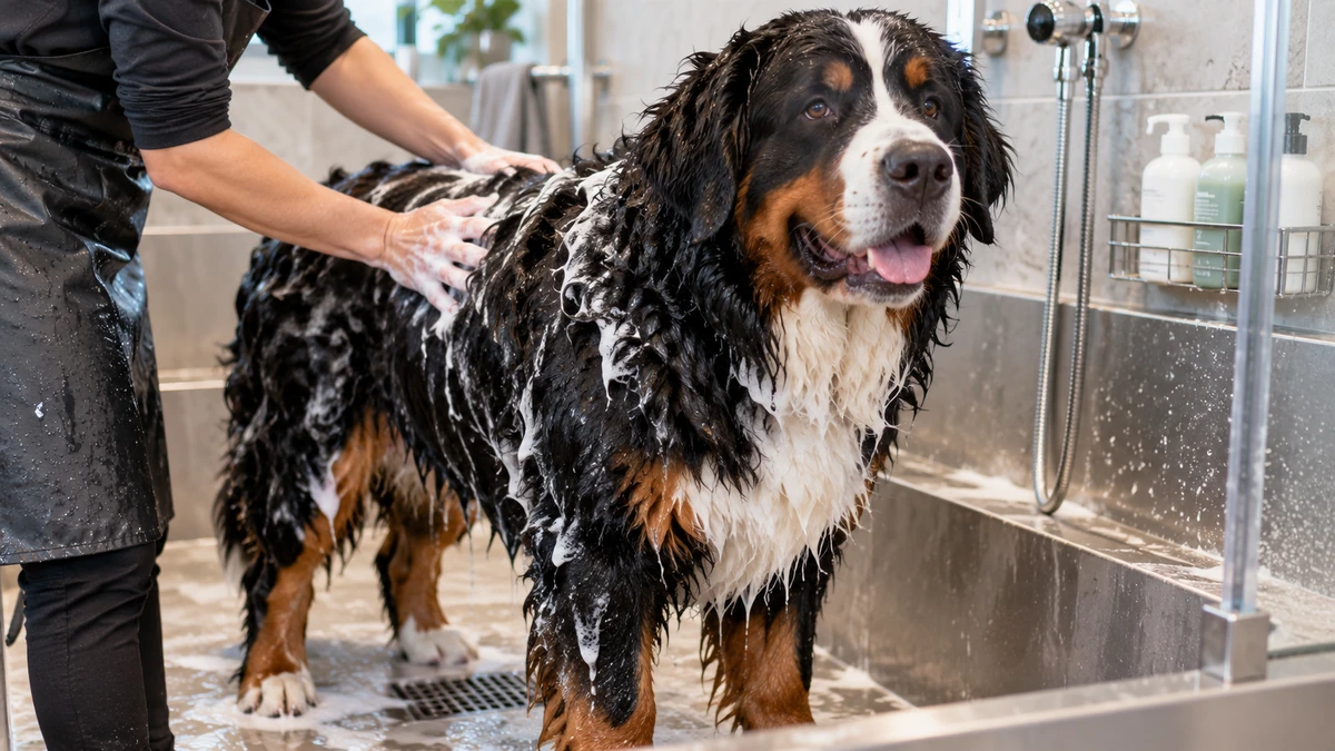 Bernese Dağ Köpeği köpek — banyo ve temizlik