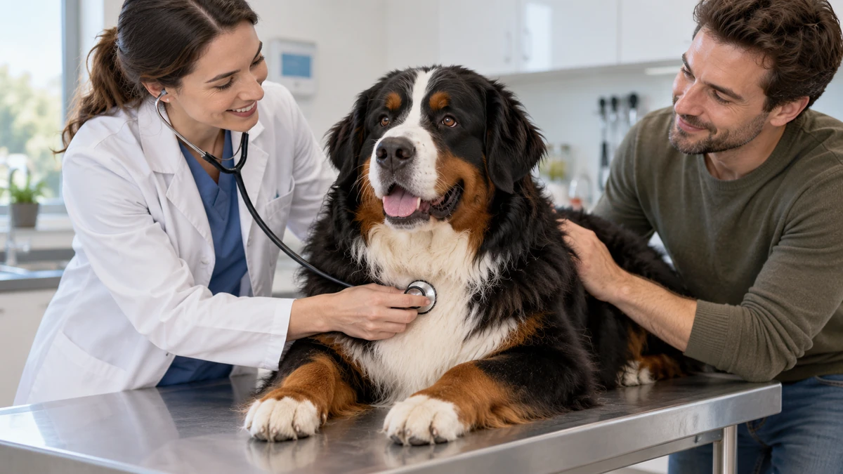 Bernese Dağ Köpeği köpek — veteriner kontrolü