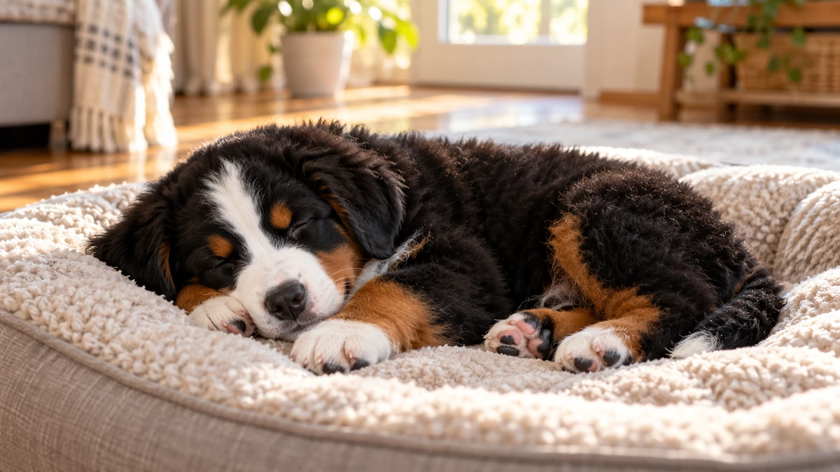 Bernese Dağ Köpeği ilan — uyuyan Bernese Dağ yavru ilan fotoğrafı